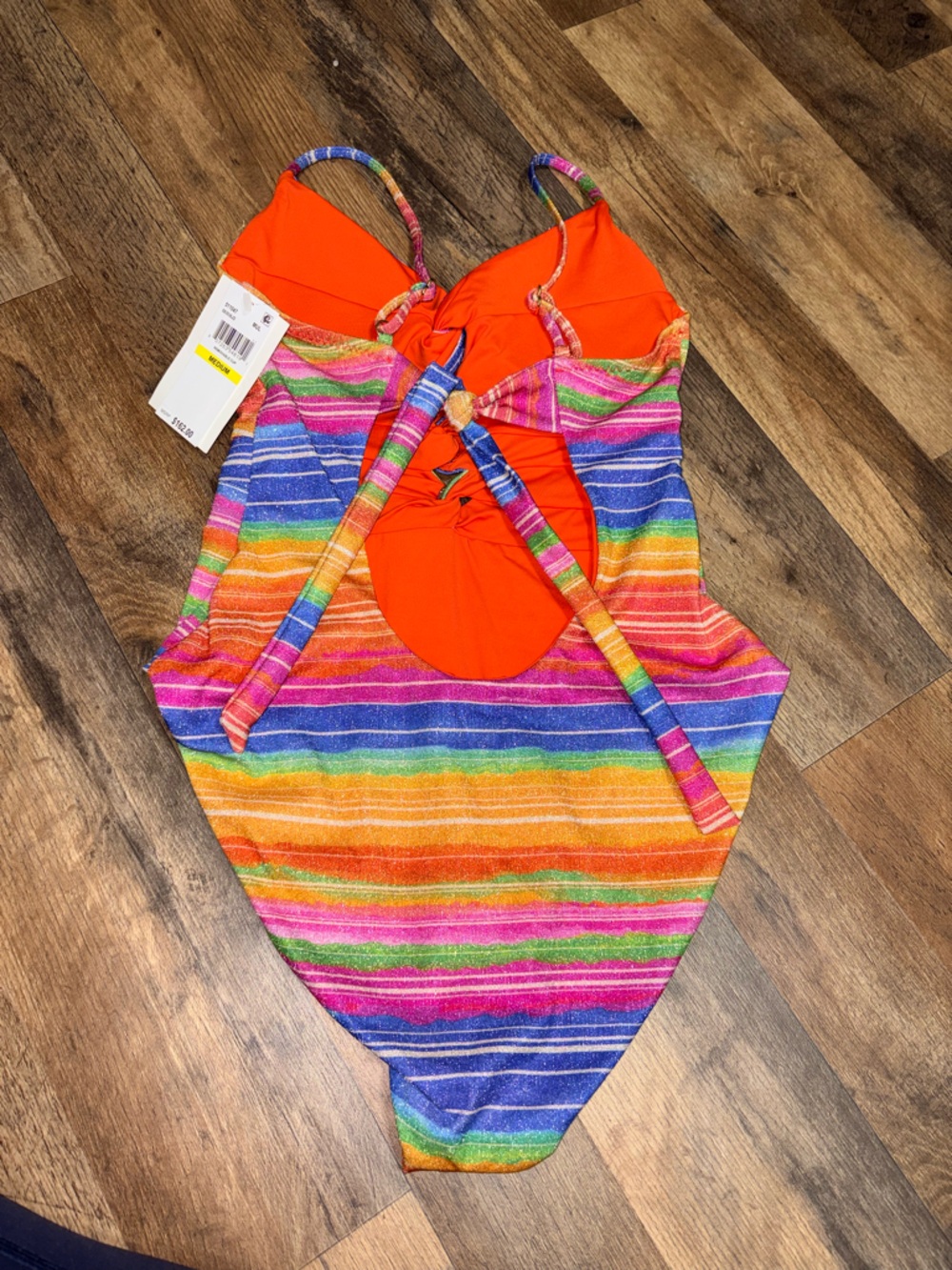 BECCA by Rebecca Virtue Rainbow Stripe One Piece Swimsuit NWT - Picture 6 of 8